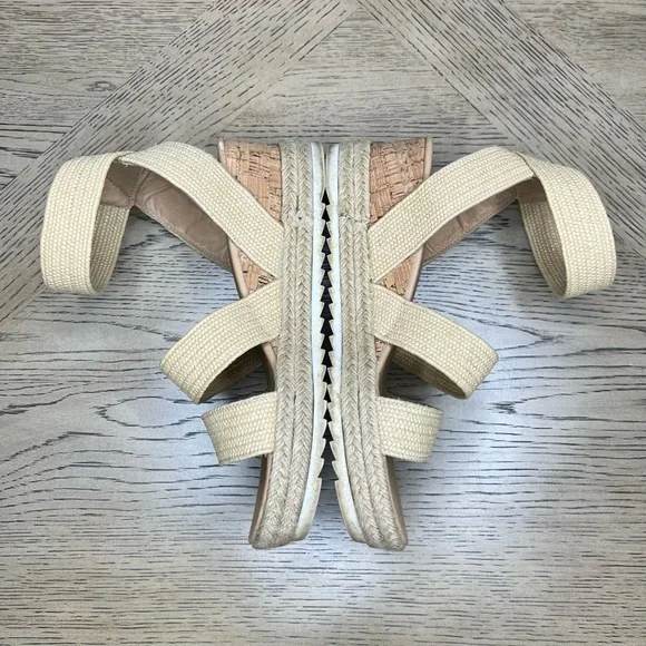 Steve Madden Kadira Espadrille Platform Cork Raffia Wedge Sandals Tan, Women’s 9 - Picture 5 of 7